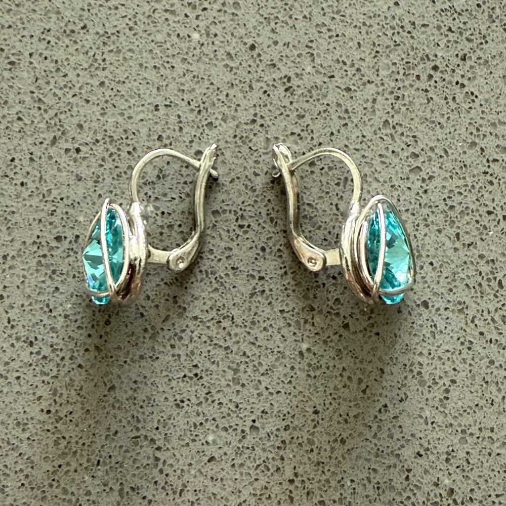 Elegant Silver and Blue Murano Glass Earrings - Picture 3 of 4